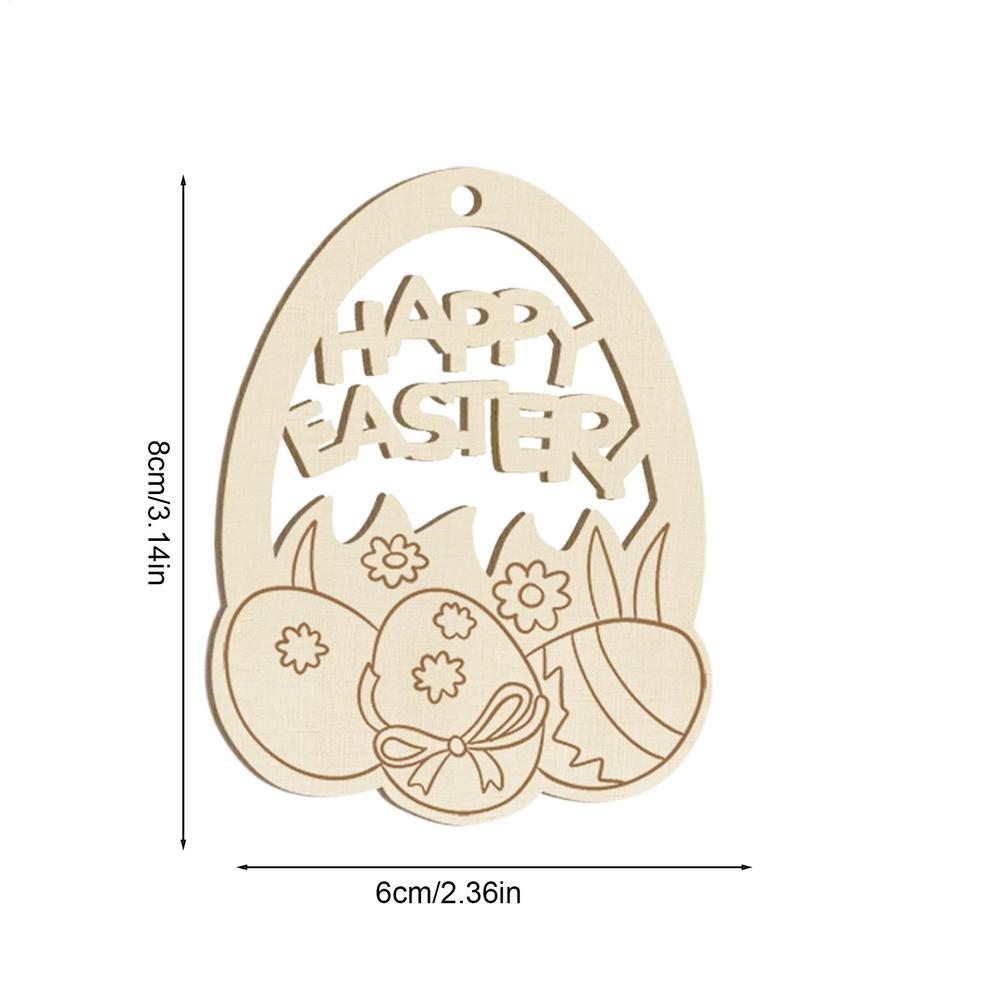 10pcs Easter Unfinished Wood Ornament Hollow Egg Shaped Ornament DIY Wooden Easter Eggs Paintable Decorations for School Party