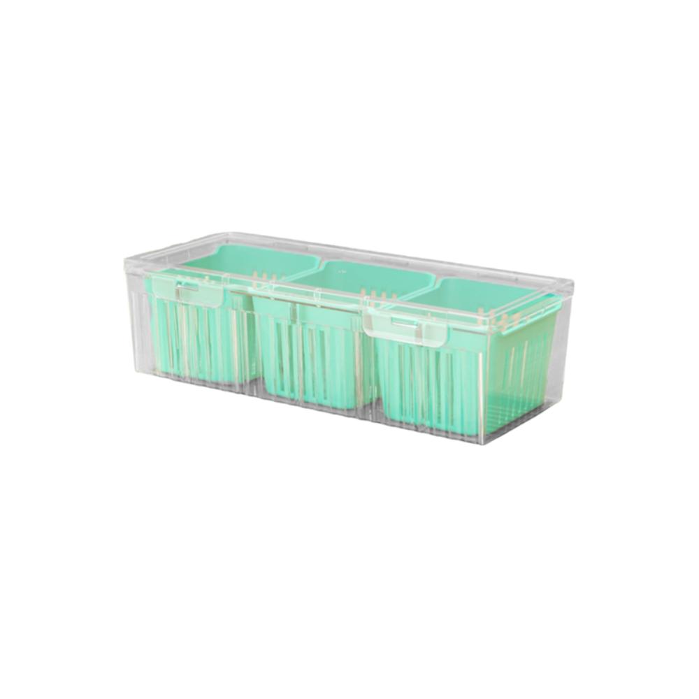 3 Compartments Spices Fresh Keep Storage Box Detachable Prevents Odor Transfer Refrigerator Fruit Organizer with Lid Drainable
