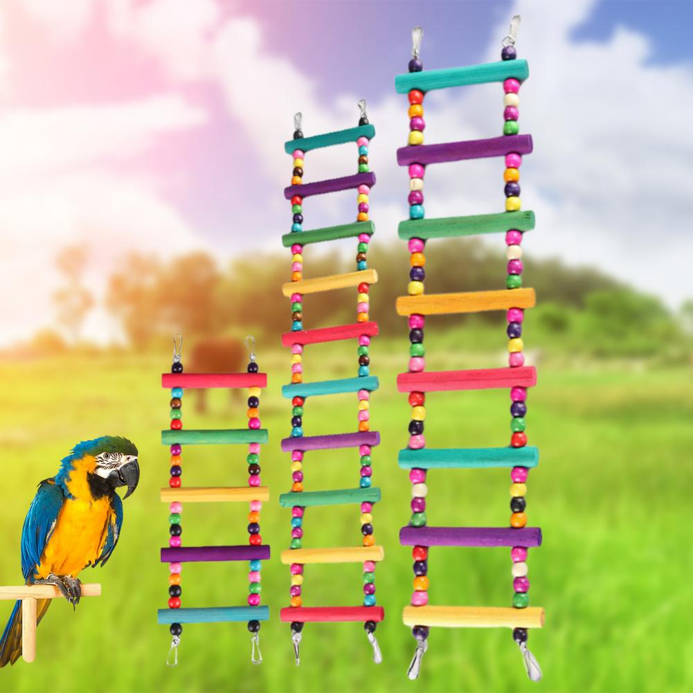 Bird Ladder Colorful Beads Swing Combination Bird Toy Parrots Chewing Training Toy Pet Bird Hanging Hammock Bird Climbing Ladder