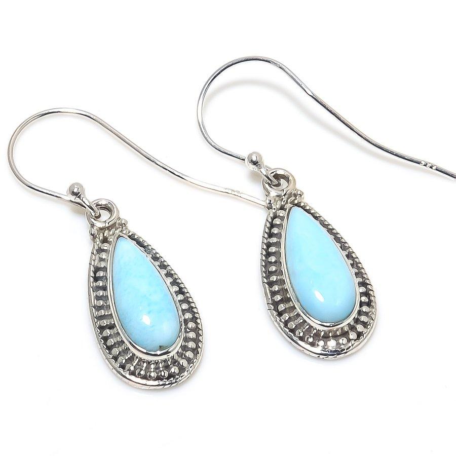 Natural Republic Larimar Gemstone 925 Solid Sterling Silver Earring 1.50" N5d71