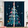 2 Stück, 2D-Flachdruckmuster Vorhänge Lebhafte Schneeflocke & Weihnachtsbaum Vielseitiger Polyesterstoff (ohne Stange) Vielseitig