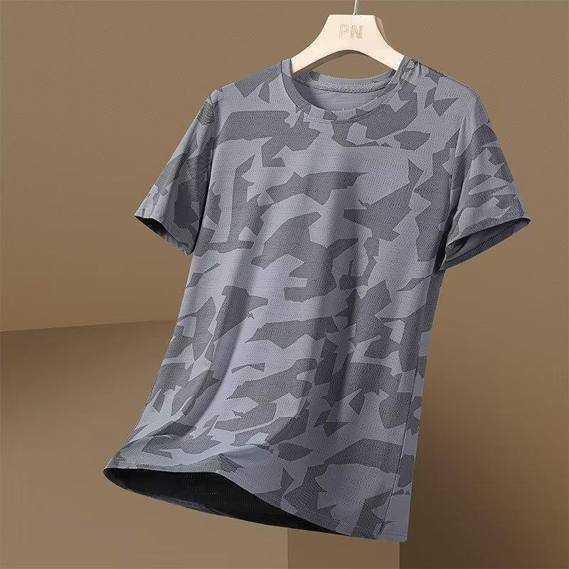 Ice silk short-sleeve men's t-shirt, summer loose-fitting, thin, quick-drying sports casual top
