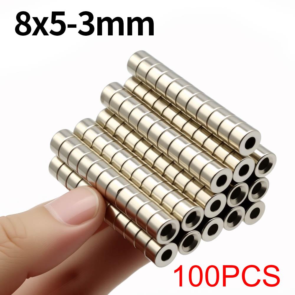 8x5-3mm Super Strong Neodymium Magnet N35 NdfeB Permanent Magnetic imanes Round With Holes Powerful Magnets Refrigerator Magnet