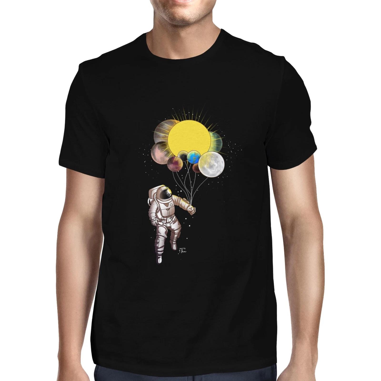 1Tee Mens Astronaut Holding Planet Balloons Space T-Shirt XXXXL