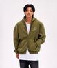 Astral Projection Graffiti Oversized Wide Shoulder Zip-Up Hoodie_Green Brown