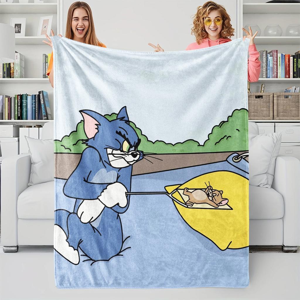 Coperta Classica Tom & Jerry Cartone Animato Tom e Jerry Stampata Flanella Plaid per Casa Tempo Libero Campeggio Viaggio Regalo di Festa per Bambini