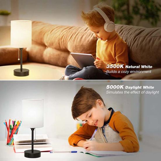 Bedside Lamp with USB Port Dimmable 3 Color Temperatures Flicker Free Eye