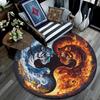 Yin Yang Tiger Round Area Rug,Carpet Rug for Living Room Bedroom Sofa Playroom Decor,Non-slip Floor Mat