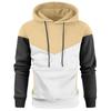 Mens Casual Hoodies Patchwork Drawstring Long Sleeve  Sweatshirt Lightweight Winter Fall Fleece Top With Hood