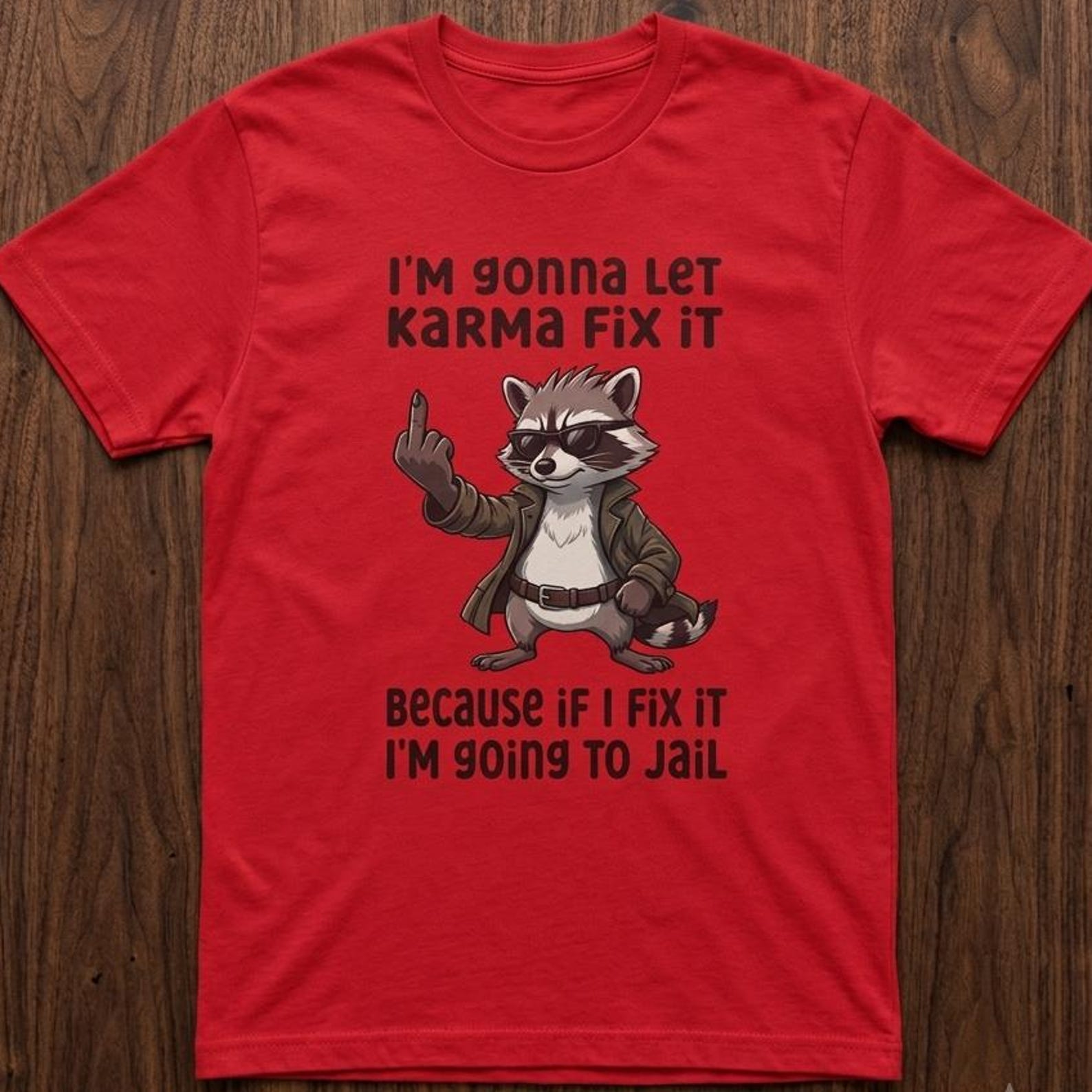 Funny Karma Raccoon Shirt, Sarcastic Raccoon T-Shirt, Trash Panda Graphic Tee, Funny Animal Shirt, Woodland Humor Gift, Unisex Tee 2XL