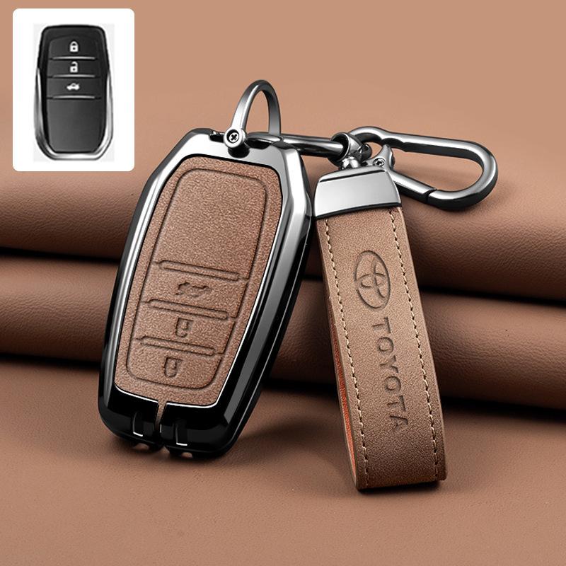 Car Key Case Cover for Toyota Land Cruiser 200 Prado Crown TLK 200 Yaris Cross Hilux Innova Rav4 Fortuner Camry 55 50 Keychain