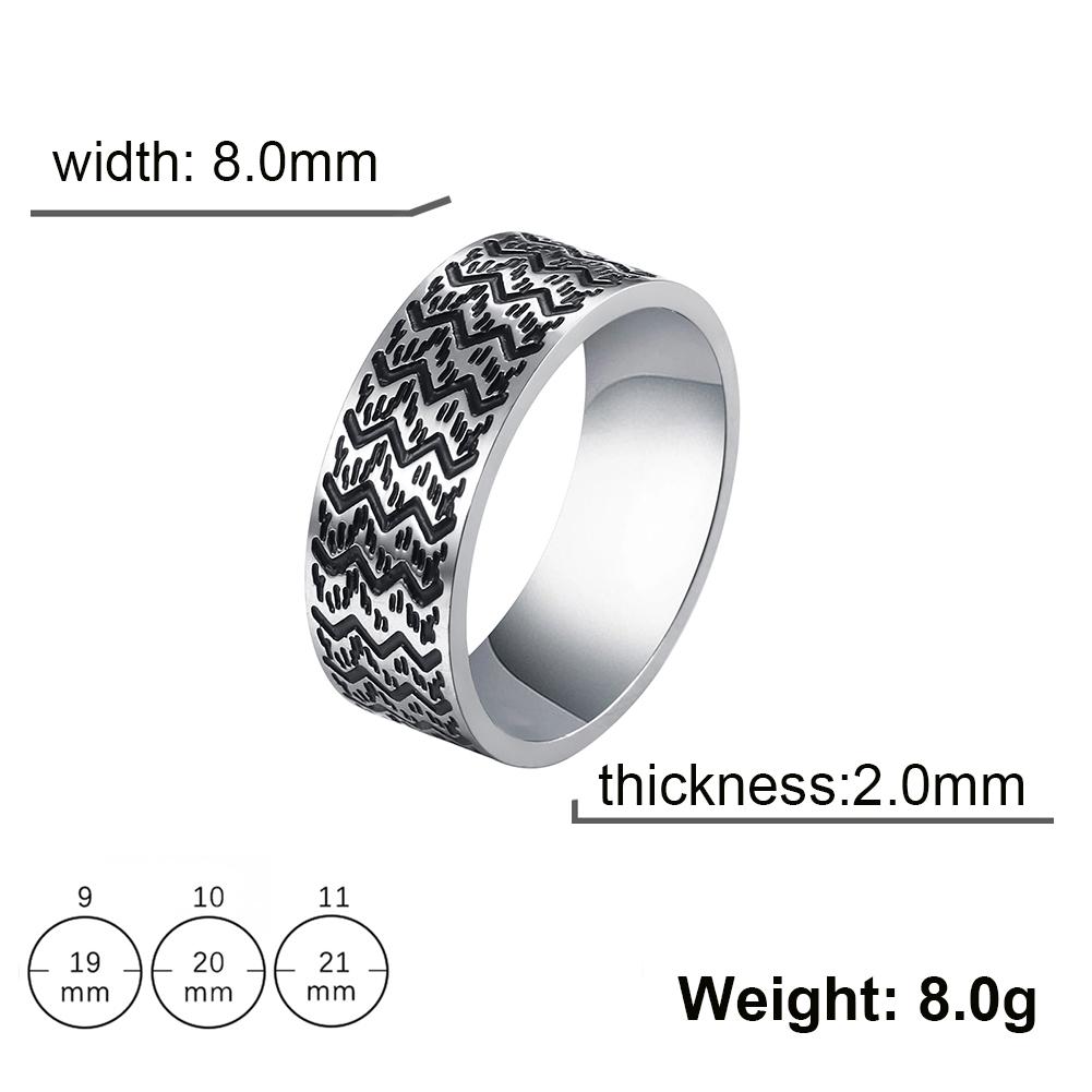 Stainless Steel Ring for Men Women 8MM Wide Geometric Casual Finger Rings Jewelry Wedding Gift for Lover