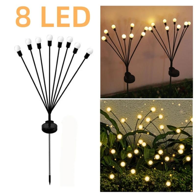 Solar Powered Garden Lights Firefly Lights 6/8/10 LED Outdoor Waterproof Vibrant Swaying Lights for Patio Pathway Decoration