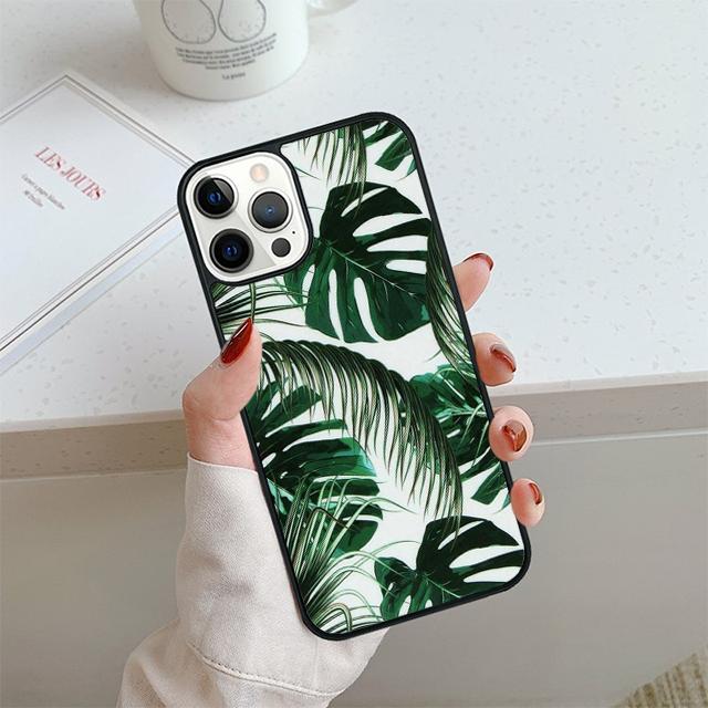 Monstera Blad Palm Träd Blommor Telefonfodral För iPhone 17 Air 14 15 16 13 12 Fodral För Apple 14 15 16 Pro Max Plus