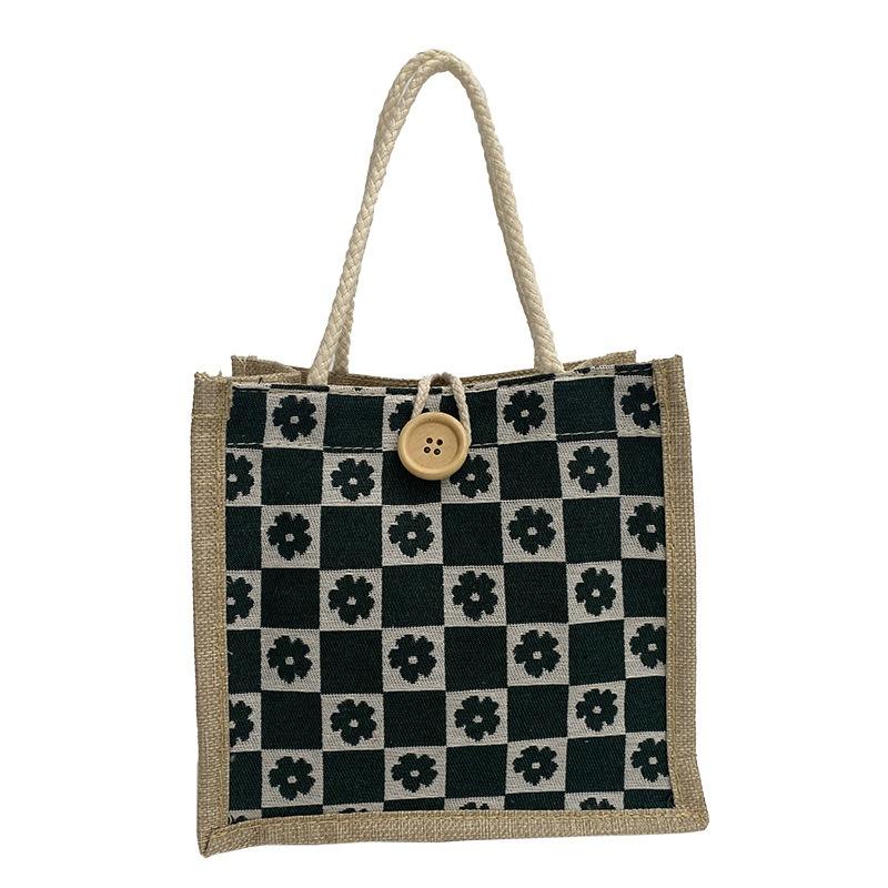 Geanta de dama Flower Tide Network Red Fashion Button Portable Simplu Bento Geanta Canvas Mica Geanta Floral