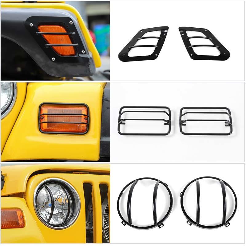 Car Headlight Turn Signal Light Decoration Wheel Brow Lampshade Cover Stickers For Jeep Wrangler TJ 1997-2006 Exterior Accessories