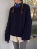 TINKNIT Hand-Knit Chunky Cable Sweater_Navy