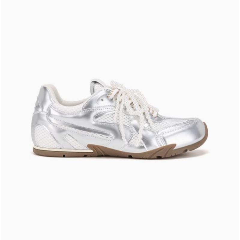 Cowhide Version Sweet Sister Leather Pearl Mandarin Duck Mesh Breathable Inner Height Increase Casual Shoes Women