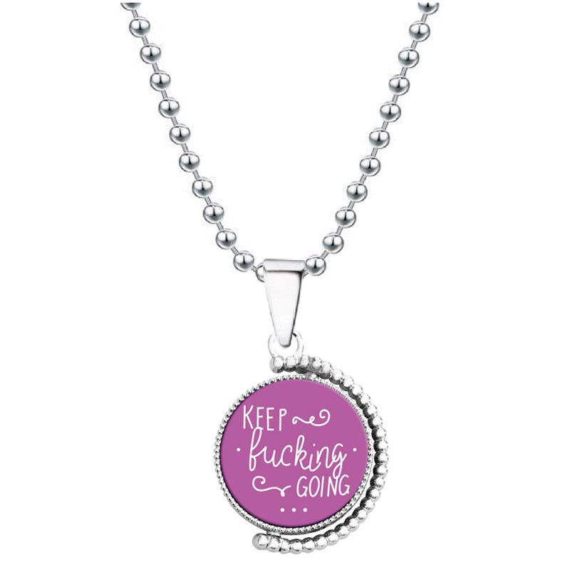 European & American Moon Pendant Necklace - Rotatable Engraving, Creative Christmas Gift, Titanium Steel.