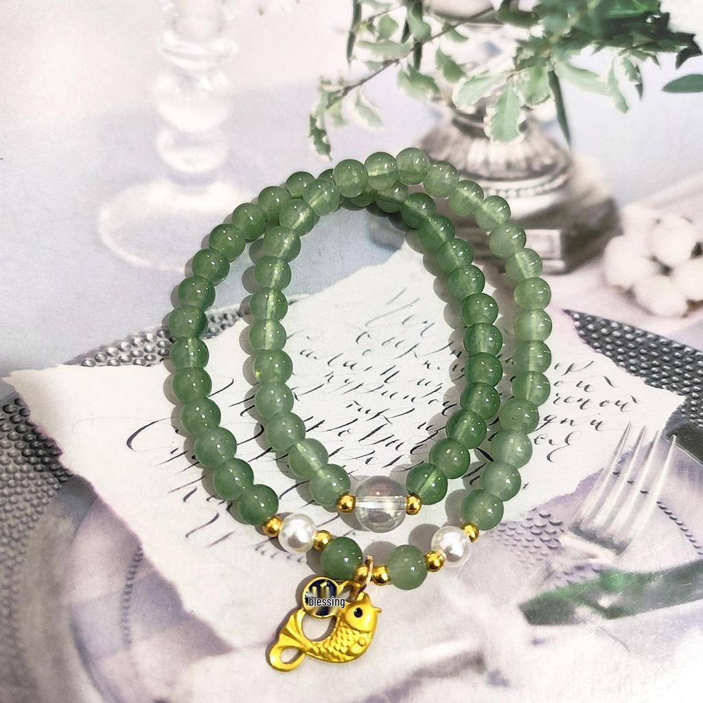New Women's Mori Style Butterfly Glass Bracelet with Colorful Crackle Beads