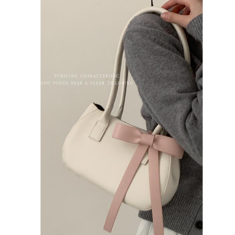 Niche design women's bags, high-end sense exquisite underarm bags, 2025 spring new products, contrasting color bow shoulder bags