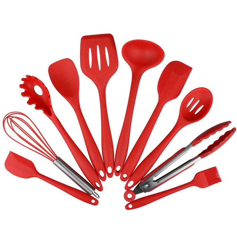10Pcs/set High Temperature Resistant Silicone Cookware Sets Non-stick Shovel Ladle Kitchen Utensils