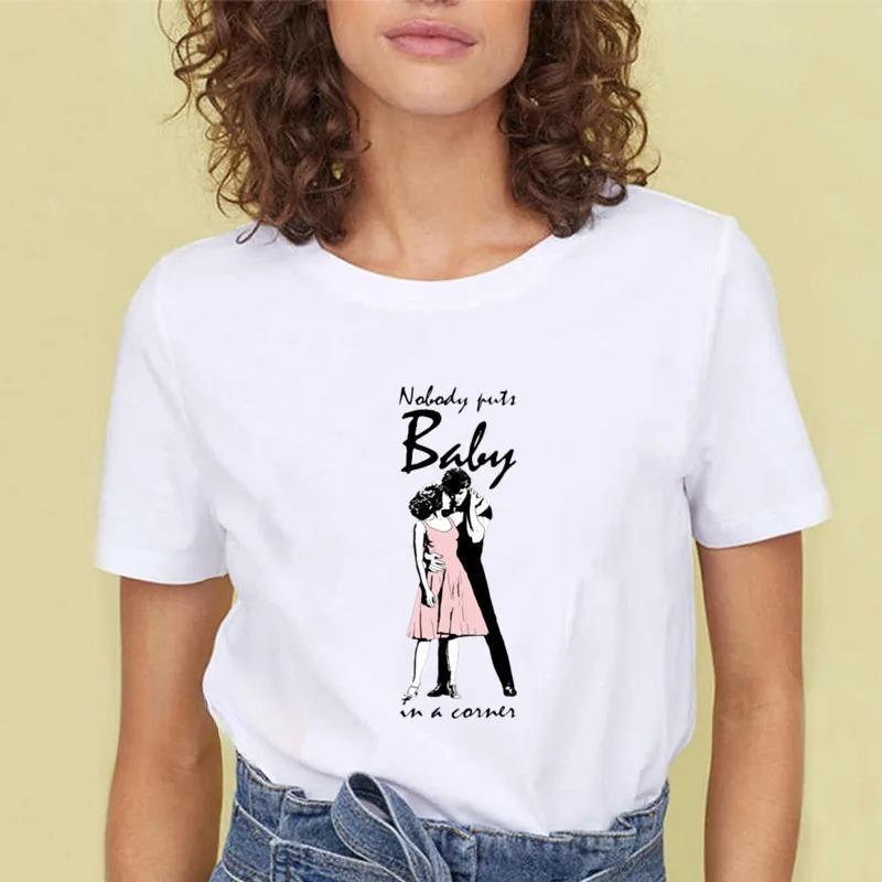 Dirty Dancing Vit Mode Dam T-shirts Harajuku Kawaii Kläder Kortärmad Sommar T-shirts Vardaglig Koreansk Fe Unisex Toppar Rund Hals