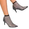 New Rhinestone Mesh Sexy High Heeled Sandals for Women 2025 Summer Openwork Fashion Big Size Pointed Toe Sandals