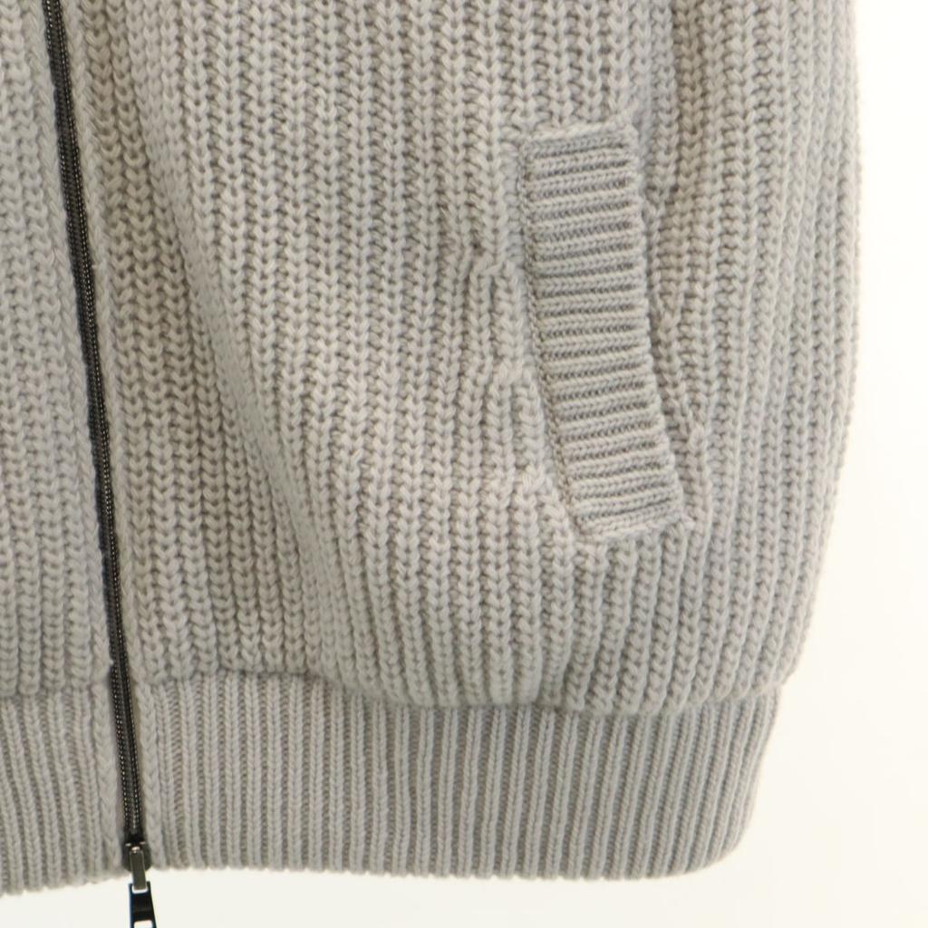 Herno wool Long sleeve reversible knit Zip hoodie 50 gray Men's Used