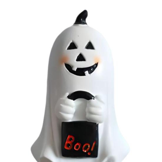 Figurka ducha Pryskyřice Kreslená Stojící Soška ducha Ručně malovaná Duch Stolní středový prvek pro Halloweenské dekorace Krbová římsa