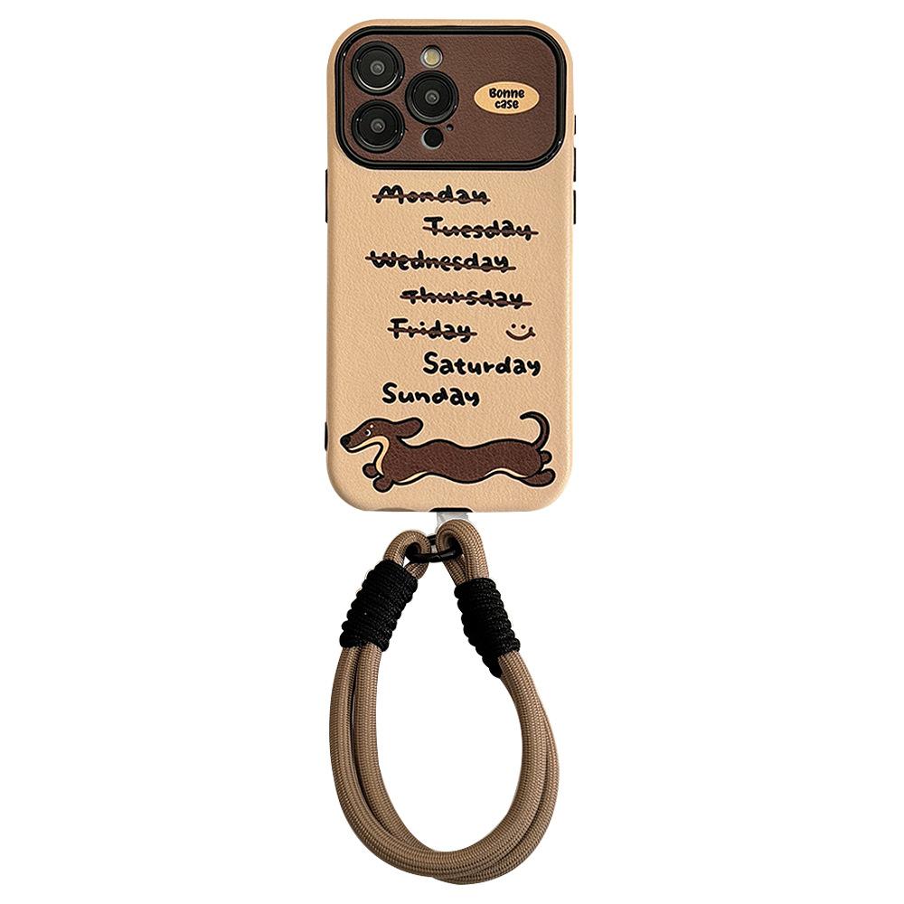 Dachshund Dog Suitable for Iphone14 Apple 15 Mobile Phone Case 16pro Max Leather 11 Trendy and Cool Personality