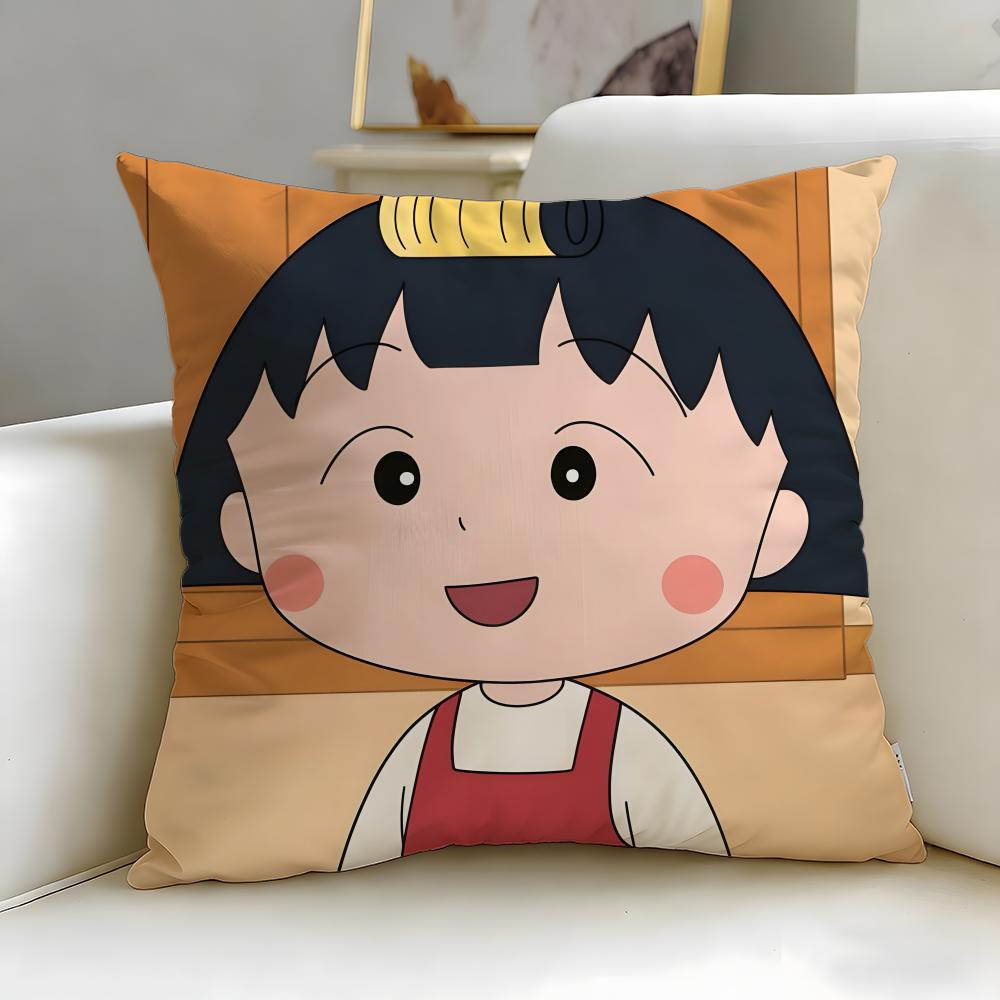 classic anime Chibi Maruko Chan Cushion Cover Soft & Easy-Wash Pillow Case – Versatile for Couch, Bed, Travel and Office