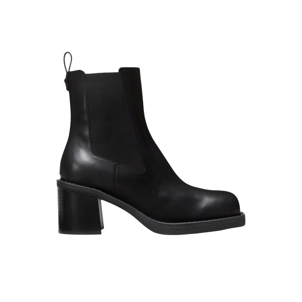 Michael Kors Leather Huston Vintage Square-Toe Ankle Boots Mid-Heel Women ankle boots 40F5HOME8L-001