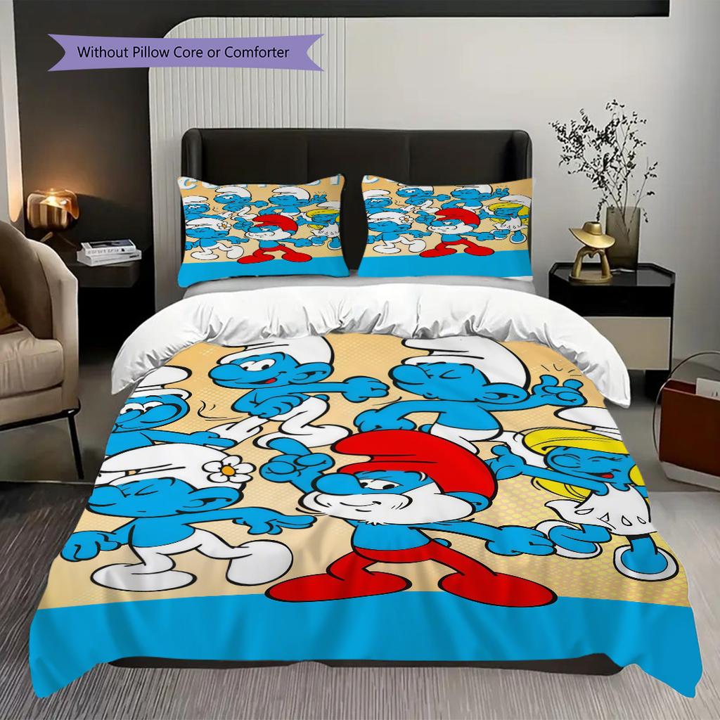 Magic Smurf Village Bedding 1 Duvet Cover 2 Pillowcase Without Core Soft And Comfortable Bedding Set Christmas Birthday Gift