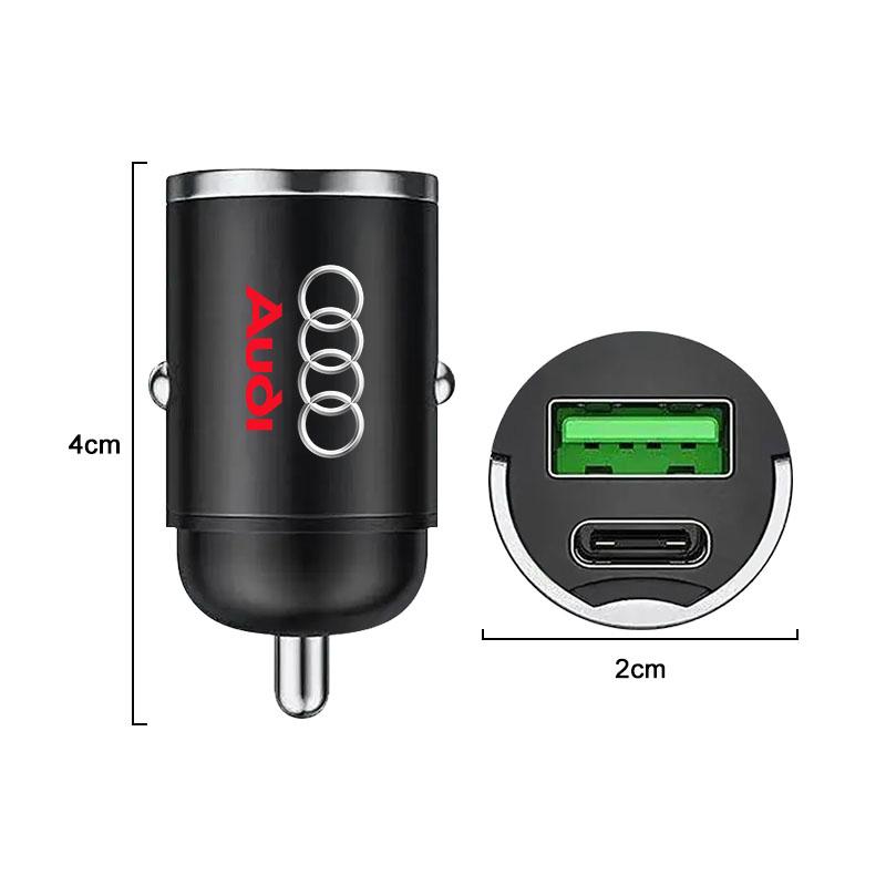 Mini Car Charger 12-24V Lighter Fast Charging Car USB Type C Charger For Audi TT Q3 Q5 Q7 Q8 B5 B6 B7 B8 B9 Q7 8P 8V 8L A3 A4 A5 A6 A7 A8 8L R8