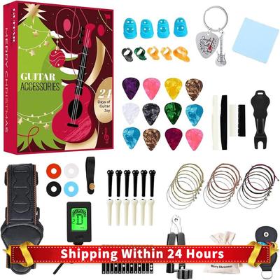 24 Days Musical Christmas Countdown Calendar Gutiar Picks & Guitar Accessories Kit Xmas Advent Calendar Gift for Adult Teens
