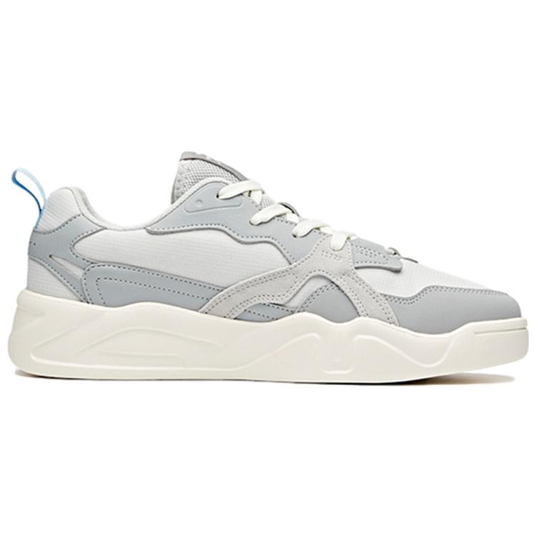 Anta Synthetic Leather Slip Resistant Cushioning Abrasion Resistant Low Top Skateboard Shoes Men's Gray White Blue 112038046-3
