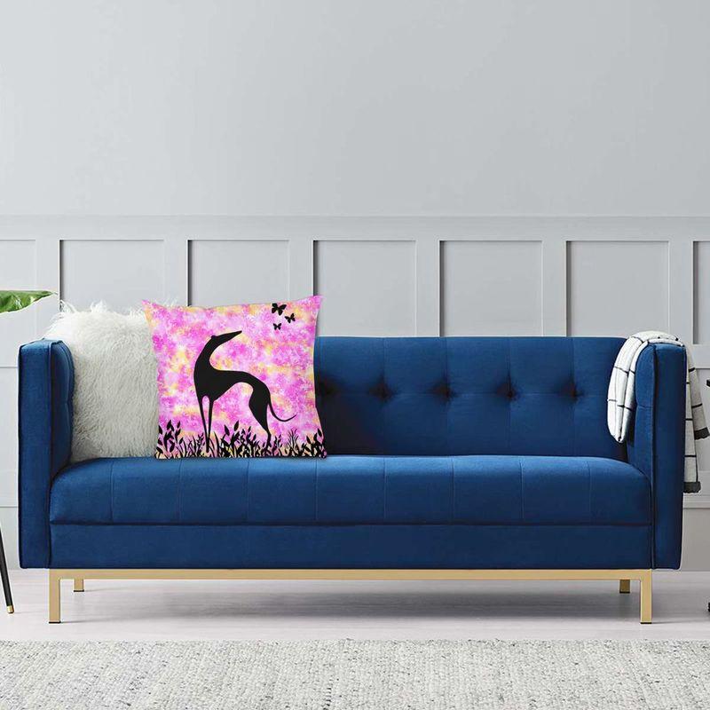 Windhund Kunst Silhouette Kissenbezug Sofa Heimdeko Whippet Quadratischer Kissenbezug