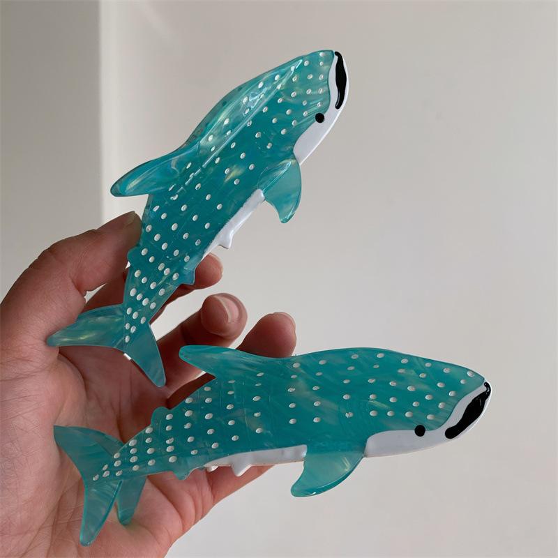 DuoShang Cute Ocean Series Spotted Shark Acetate Hair Claw Light Luxury Claw Clip Crab Hair Clip for Women Girl Hair Accessories