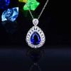European Elegant Jewelry Set Imitation Sri Lanka Cornflower Blue Sapphire Pendant Open Ring Earrings for Women