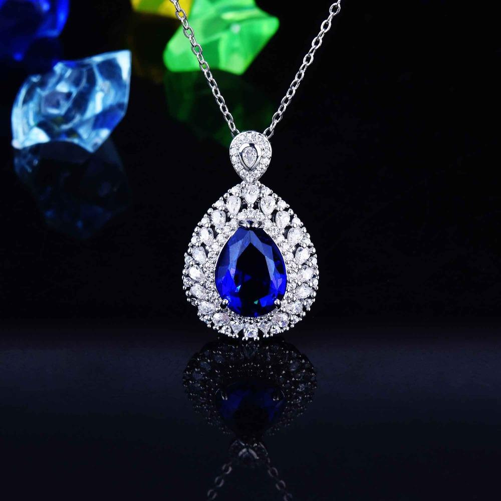 European Elegant Jewelry Set Imitation Sri Lanka Cornflower Blue Sapphire Pendant Open Ring Earrings for Women