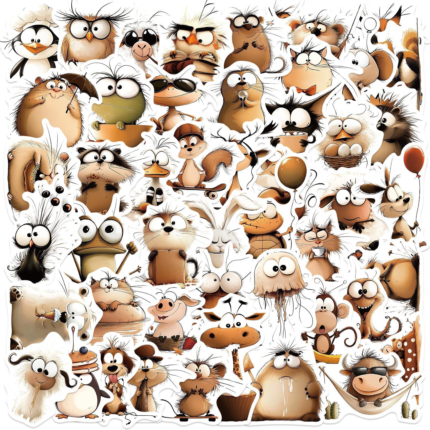 

50PCS Cute Animal Art Cartoon Funny Stickers DIY Phone Guitar Laptop Notebook Suitcase Cup Waterproof Decals Sticker