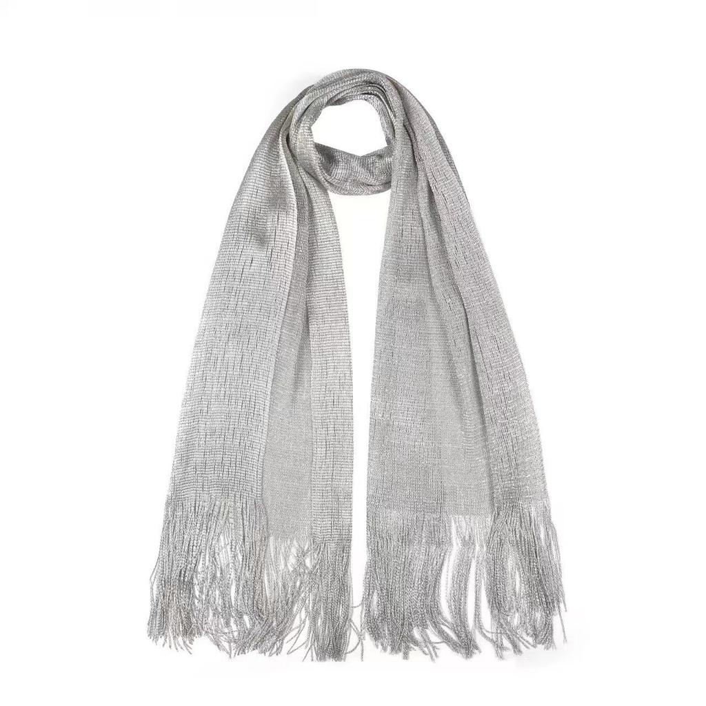 Women'S Artificial Silk Scarf Gold And Silver Silk Flat Scarf Thin Scarf Polyester And Nylon Scarf European And American Hollow Scarf