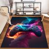 Gaming Controller Design Rug with Neon Colors and Abstract Smoke Pattern Suitable for use as an anti-slip for living room bedroom sofas