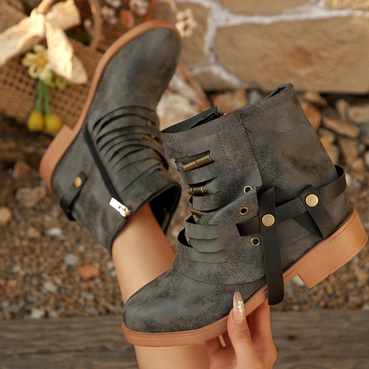 

Plus Size Shoes for Women 36-43 Spring Autumn 2026 Fashion Women Platform Wedges Non-slip Ankle Boots Casual Women Footwear 43 сірий колір