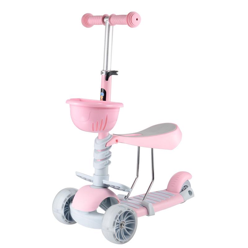 3-in-1 Kids' Scooter for Ages 2-6: Convertible Seat, Flashing Wheels, Three-Wheel Wiggle Board.