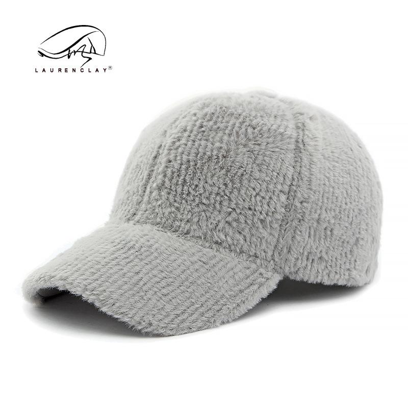 Einfache Lichtplatte Hut Damen Herbst und Winter Neu Plüsch Süß Warm Mütze Lässig Hartschalen Baseballkappe