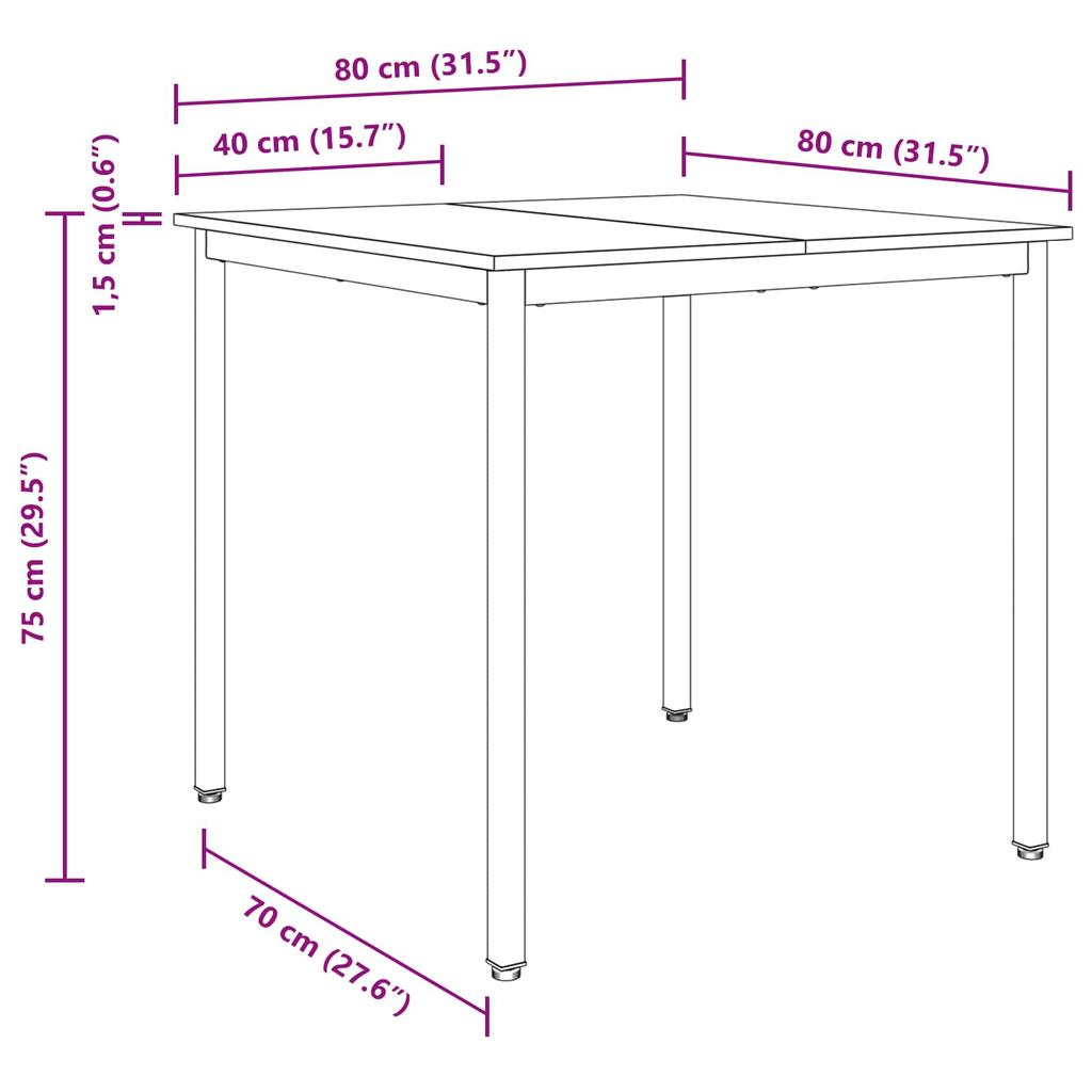Dining Table 80 x 80 x 75 cm Metal