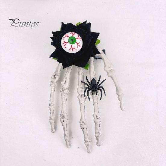 Halloween Skeleton Hand Hairpin Rose Flower Spider Hair Clips Skull Eyeball Day of The Dead Headwear Cosplay Accessory Party Decor