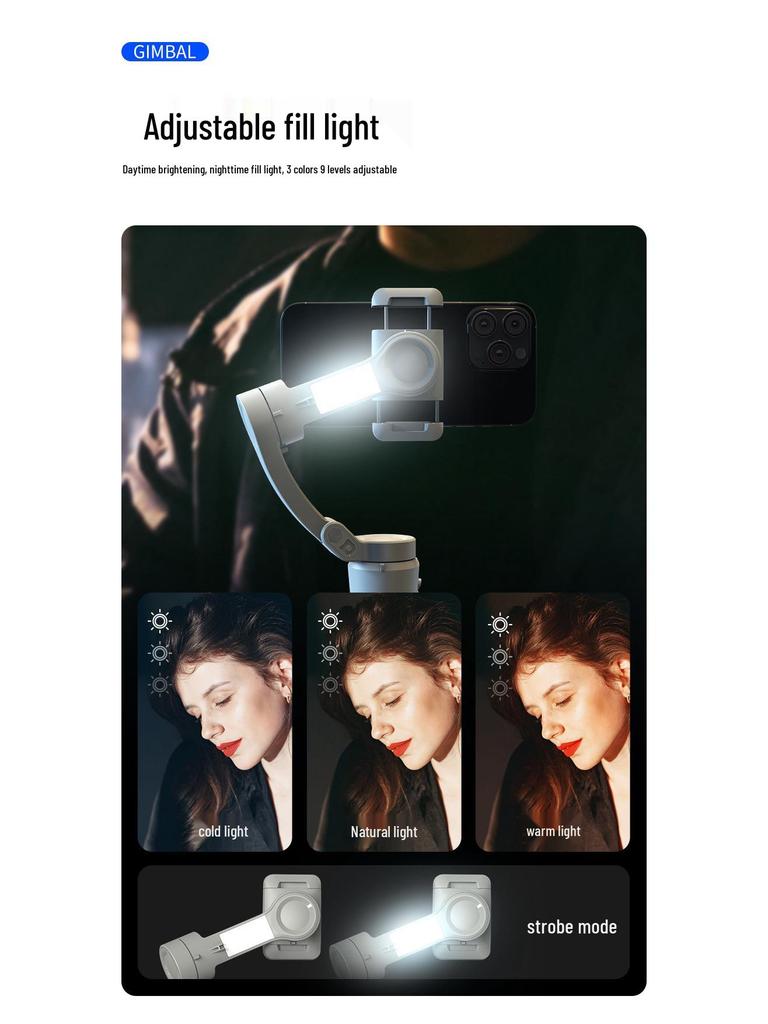 Three-Axis Smart Gimbal: Anti-Shake Stabilizer with Face Tracking for Mobile Live Streaming and Photography